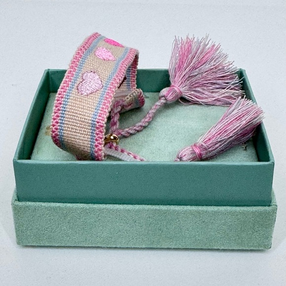 A New Day 14K Dipped Gold Embroidered Heart Tassel Adjustable Bracelet New Nib - Picture 4 of 8